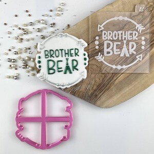 Brother Bear Wild One Style Cookie Cutter and Embosser, Baby Shower Cookie Embosser, Cookie Cutter, Gender Reveal Cookie Stamp, Icing Stamp