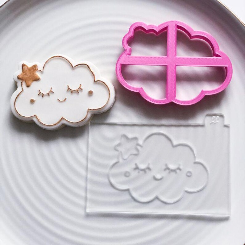 Cute Cloud Cookie Cutter and Embosser – Baby Shower Cookie Stamp ...