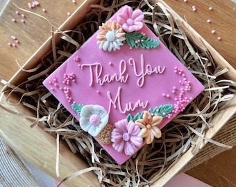 Floral Thank You Mum Cookie Embosser, Mother's Day Stamp