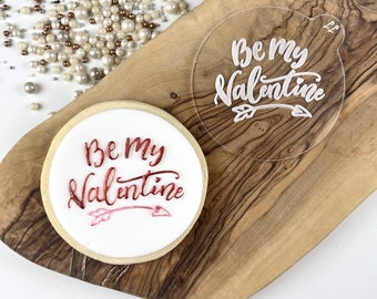 Mini Be My Valentine Cookie Embosser, Valentines Cookie Cutter, Love Cookie Cutter, Fondant Icing Stamp, Love Heart Cookie Embosser