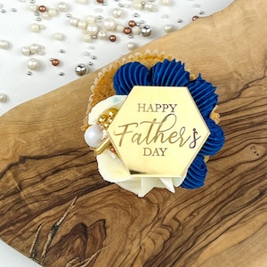 Feliz Día del Padre Cupcake Discs Pack de 4 acrílicos espejo premium, discos de cupcake del Día del Padre, regalos del Día del Padre Ideas de cajas postales