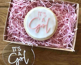 It's a Girl Cookie Embosser, Baby Shower Fondant Stamp