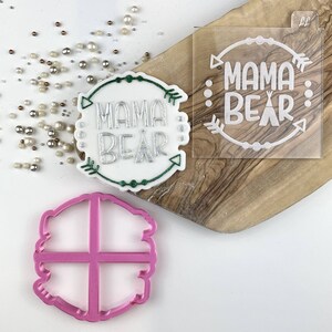 Mama Bear Wild One Style Cookie Cutter and Embosser, Baby Shower Cookie Embosser, Cookie Cutter, Gender Reveal Cookie Stamp, Icing Stamp