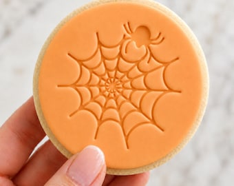 Sello para galletas con forma de araña y telaraña, sello para fondant de Halloween