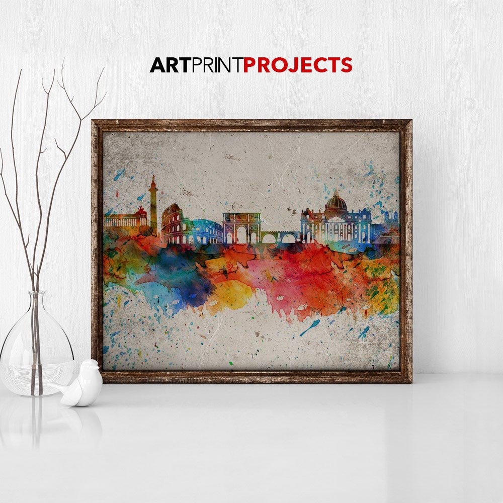 Rome skyline art print Poster Wall art Travel Italy Etsy