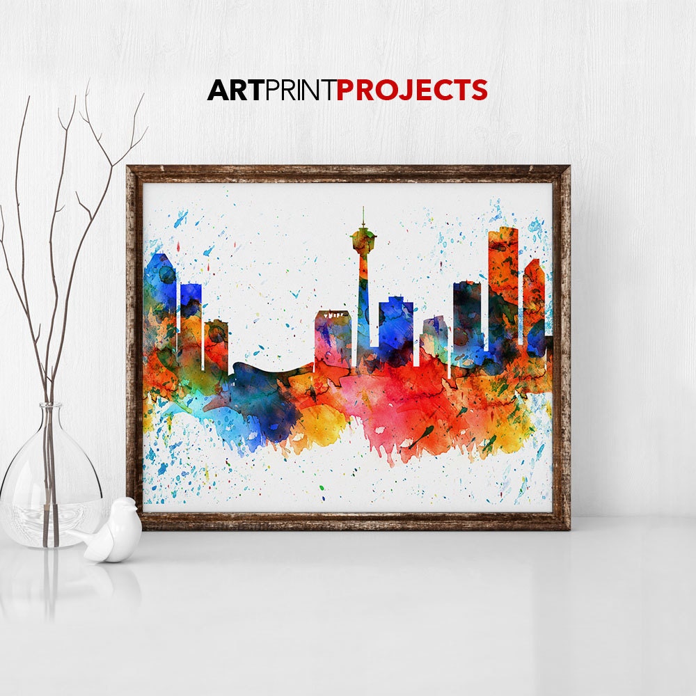 Calgary poster Calgary skyline print Alberta Canada Etsy