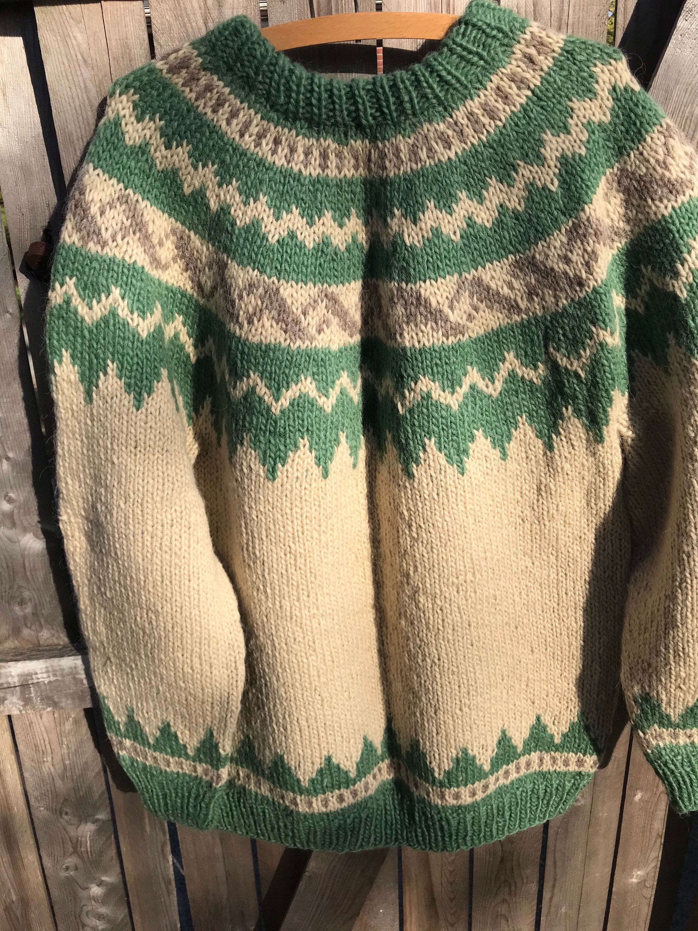 Vintage Hand Knitted Icelandic Lopi Wool Sweater size M/L Etsy