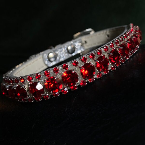 Ruby Dog Color Ruby Red Rhinestone Dog Collar: Vegan Pleather Pet Jewelry - Etsy