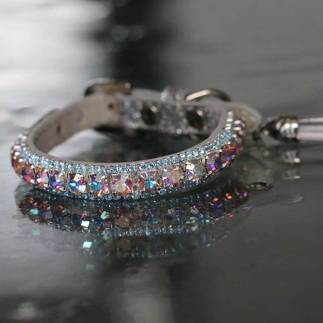 Strass-Halsband Für Hunde & Katzen – Größe S, Rosa, PU-Leder, 3 Strassreihen, Verstellbar