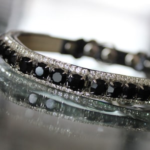 Rockstar TM - XS-3XL Black Onyx & White Diamante Crystal Rhinestones Dog Pet Jewelry Collar Necklace and Safety Collar