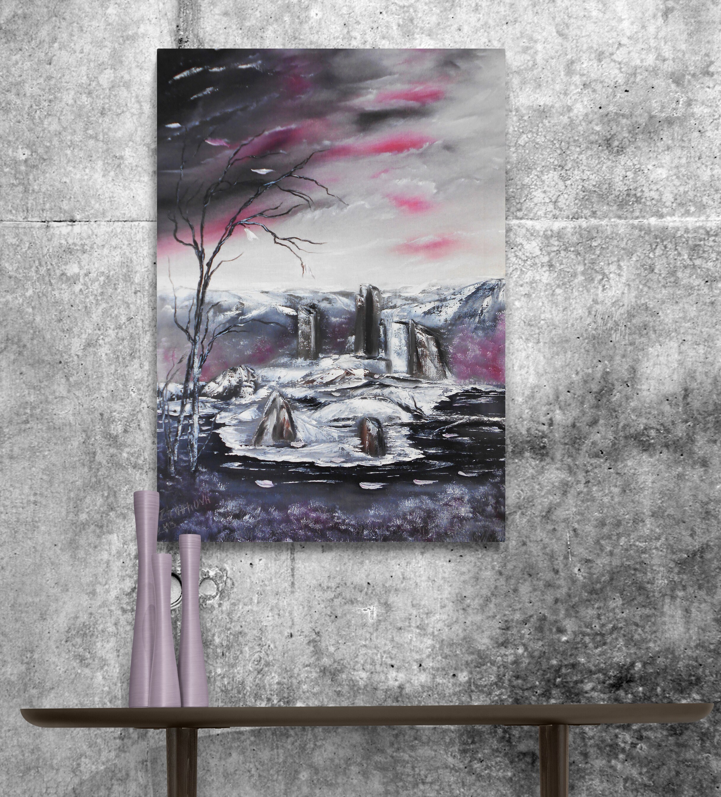 Landscape Painting Mountain Wall Art Tree Painting Original Etsy UK