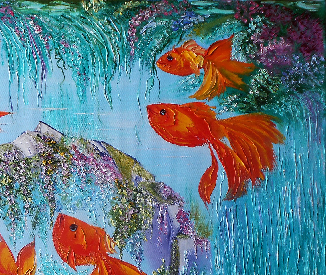 9 fish wall art prints download Feng shui art gold fish Etsy