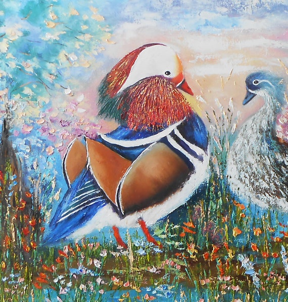 Mandarin Ducks Painting Oil On Canvas Talisman Feng Shui For Love Wall Art Feng Shui Bedroom Feng Shui Decor Mandarin Ducks For Sale Etsy