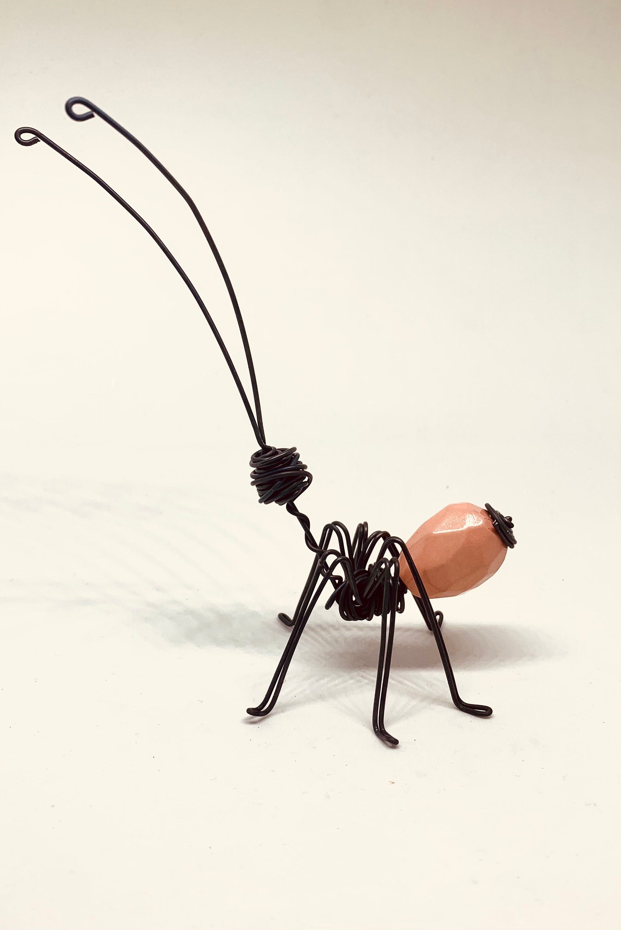 Wire ant with pale pink faceted acrylic. Wire figure. Ant Etsy