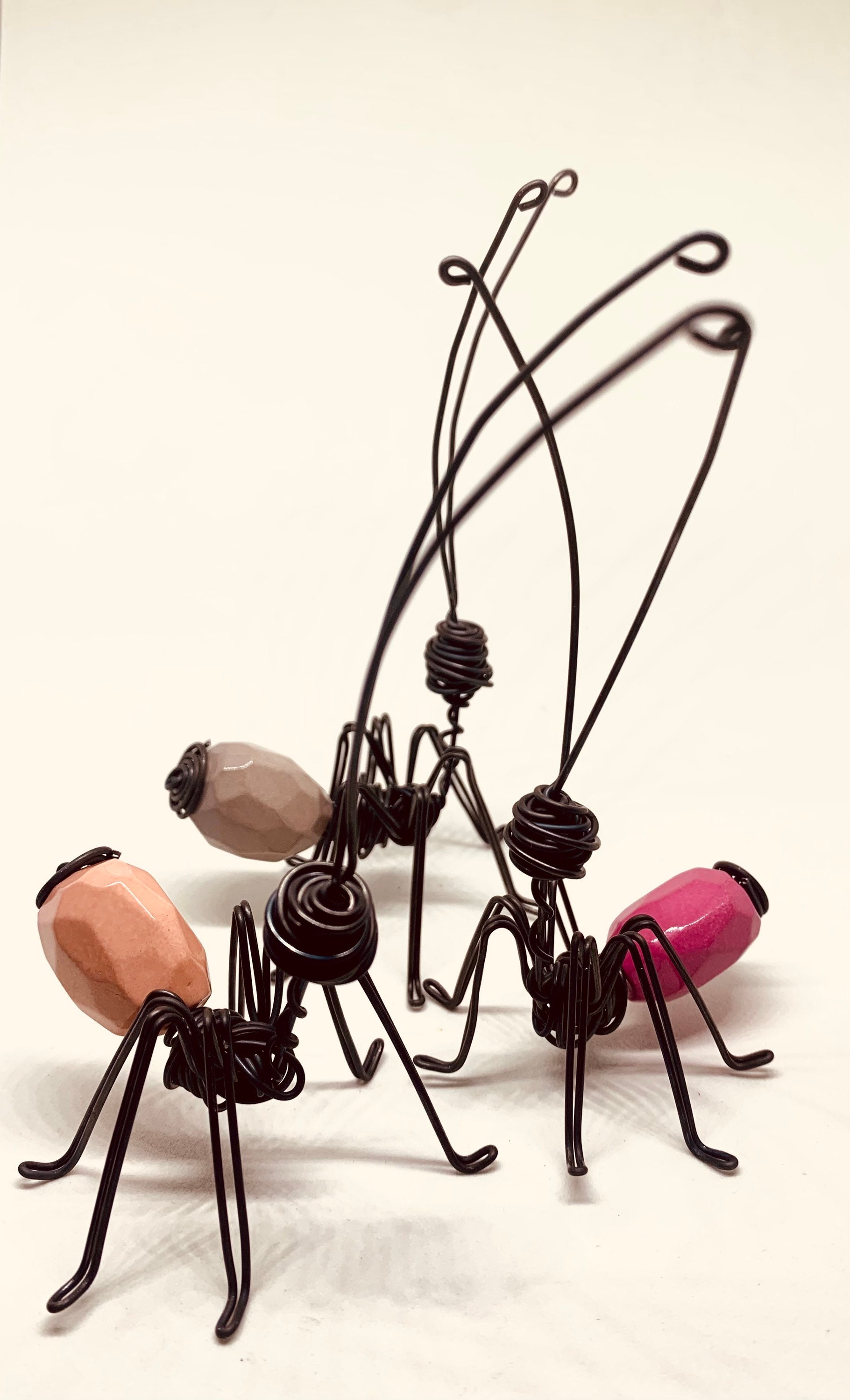 Wire ant with pale pink faceted acrylic. Wire figure. Ant Etsy