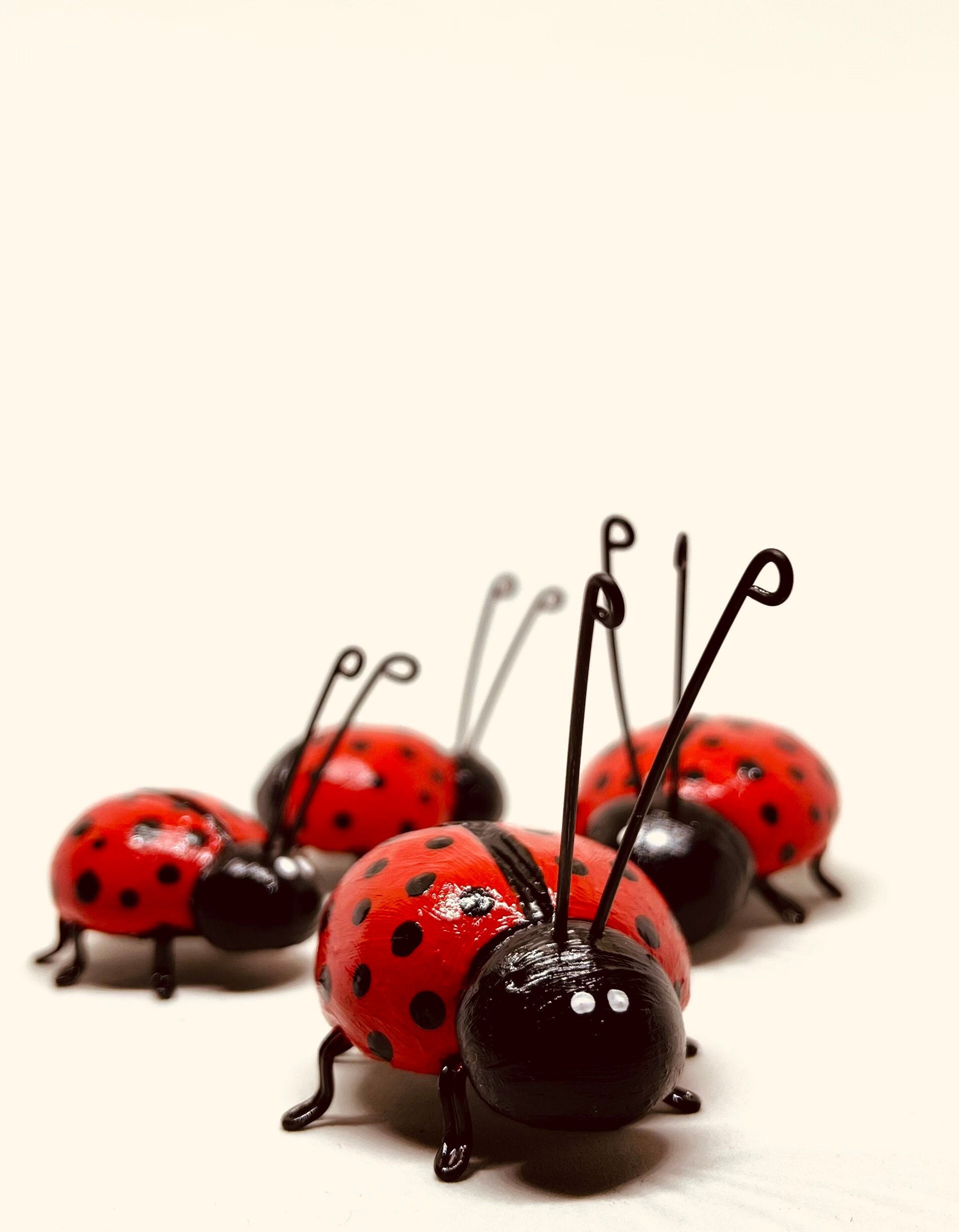 てんとう虫の置物。てんとう虫のオーナメント。テントウムシ。赤い
