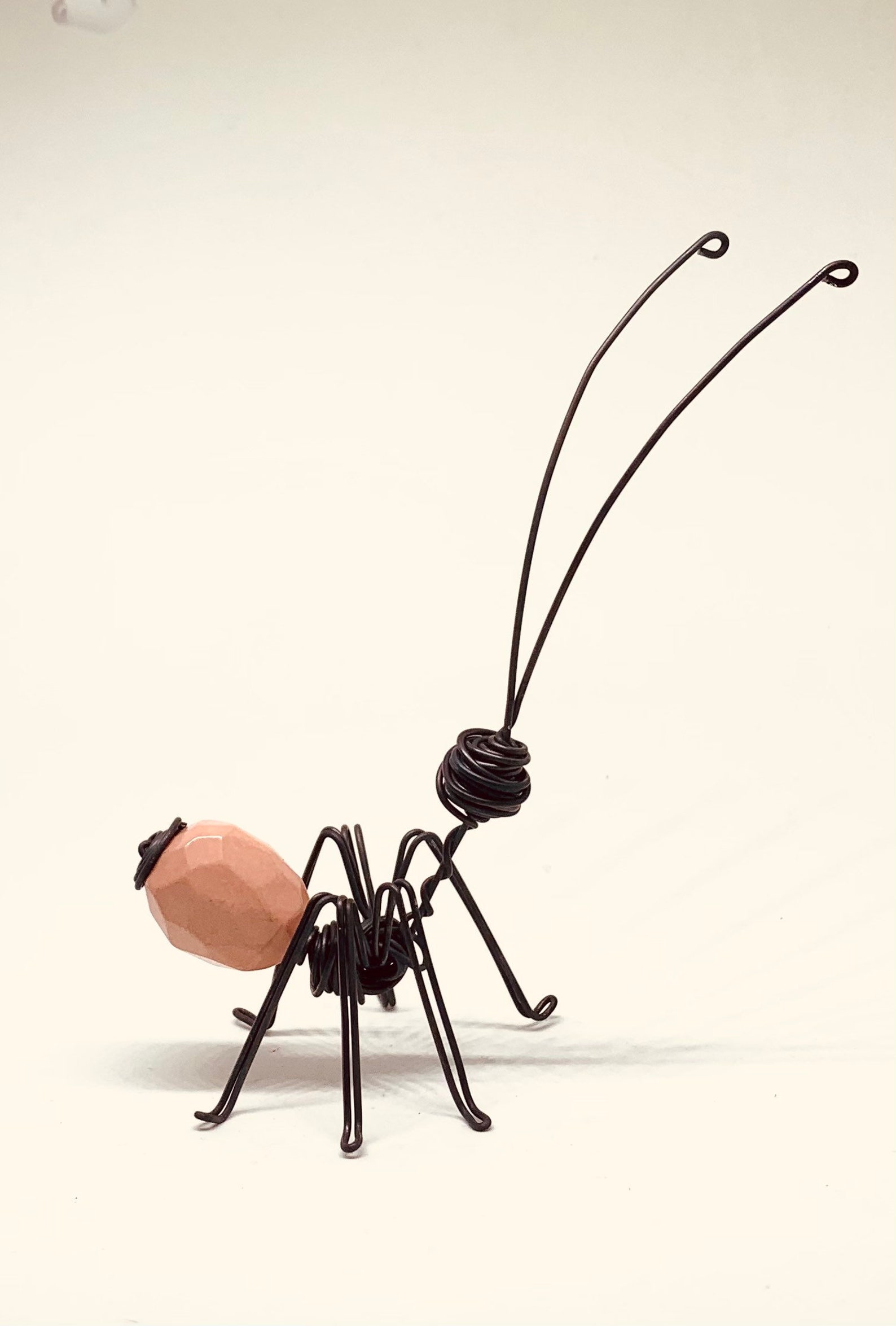 Wire ant with pale pink faceted acrylic. Wire figure. Ant Etsy