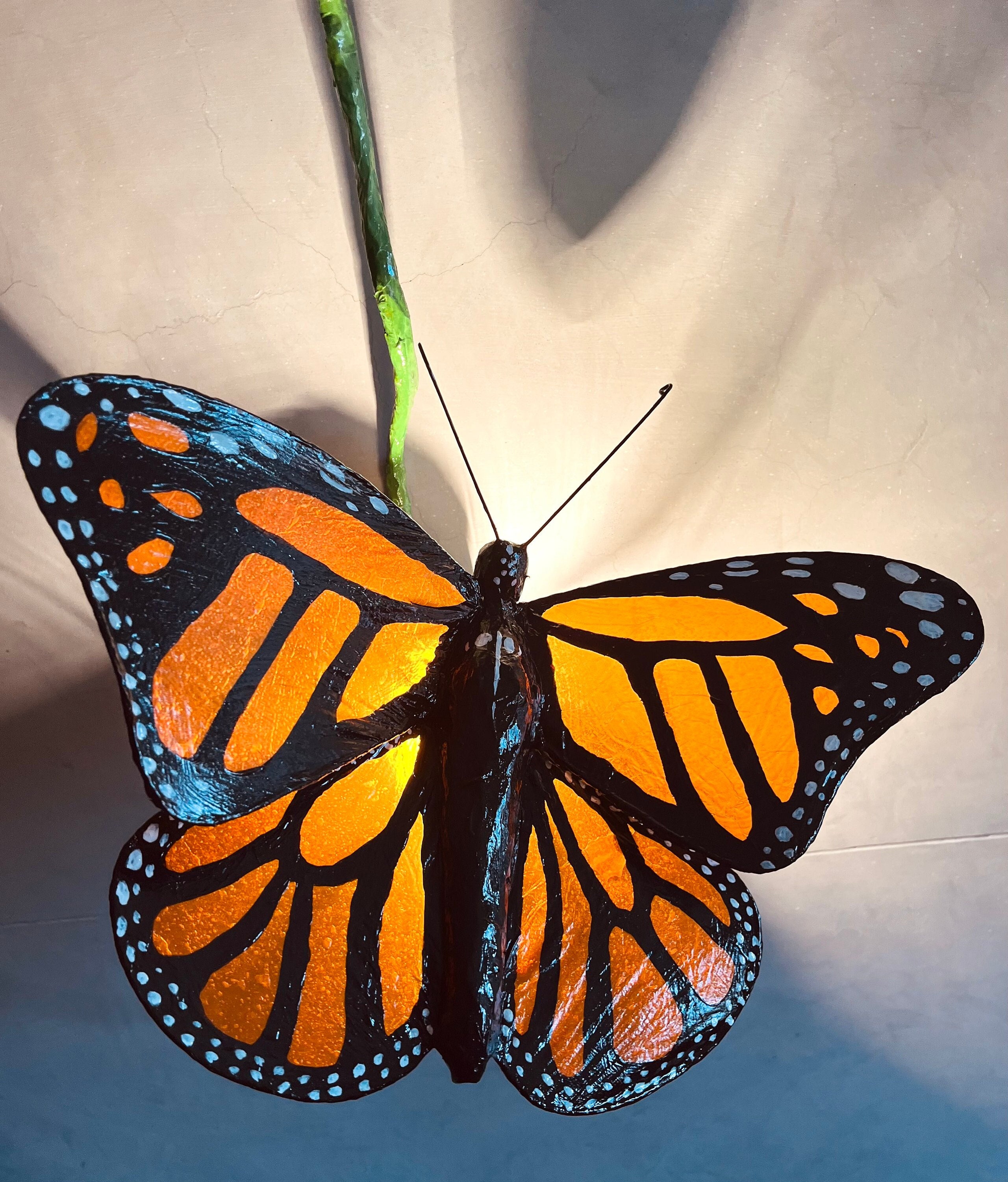 Orange and Black Butterfly Lamp. Hanging Lamp. Paper Lamp. Paper