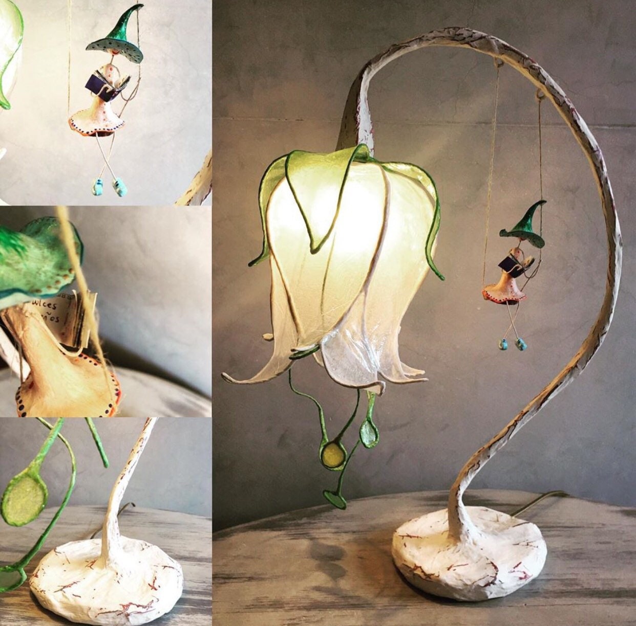 Flower Lamp With Fairy on Swing. Magic Lamp. Unique Design. - Etsy