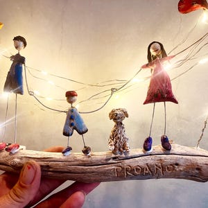 custom family. personalized gift Girl figure. Dog figure. Family memory. Family tribute. Art to give away. Art