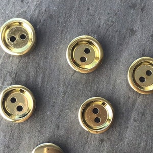 GOLD BUTTONS 1/2" Vintage Metallic 2 Hole Buttons for Clothing / Blazer Buttons & Jacket Buttons / Decorative Buttons 192