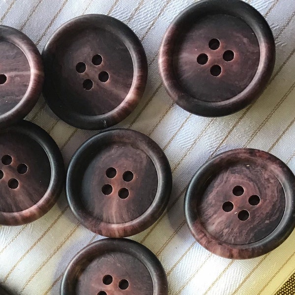 Italian MAHOGANY 4 HOLE Buttons 1" (25mm) 40L Multi Reddish Brown Buttons Vintage/ Jacket & Coat Buttons/ Wholesale Decorative Buttons 866
