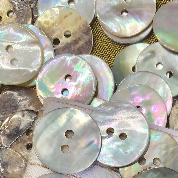 Mother of Pearl 2 Hole 11/16" (18mm) 28L Vintage Shell Buttons #903 Vintage/ Coat Buttons/ Wholesale Decorative Buttons