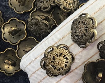 6 X Round Brass Bronze Shank Buttons 17mm Keltic Cross Knot Chain Jacket