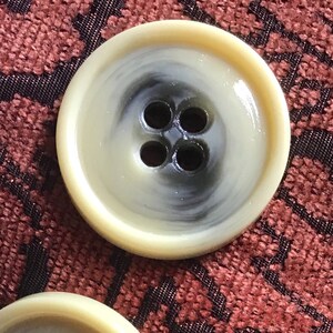 ITALIAN VINTAGE Cream Ivory Grey Buttons 1-3/8&quot; (35mm) 54L Sewing Buttons for Clothing 4 Hole Decorative Buttons 528