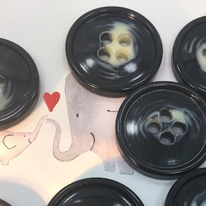 QUALITY 1 3/8&quot; Black Cream Buttons ITALIAN Vintage Sewing Button for Clothing / Coat & Jacket Buttons / Designer Decorative Buttons 555