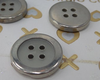 4 Hole SILVER Rim Metal Buttons 3/4" VINTAGE Metal Buttons for Clothing / Shirt Buttons / Dress Buttons / Jacket Buttons 178