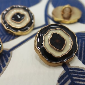 Vintage Cream Black GOLD BUTTONS 3/4” Vintage Metallic Shank Buttons for Clothing / Dress Buttons / Jacket Buttons / Decorative Buttons 64