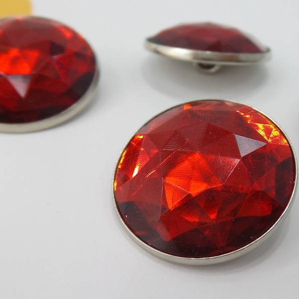 GORGEOUS RED GEM 1-1/8" Metal Buttons for Clothing / Blazer Buttons & Jacket Buttons / Dress Buttons / Decorative Buttons 172