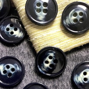 QUALITY ITALIAN Dark Navy Cream Buttons 1-3/8&quot; (35mm) 54L Vintage Sewing Button for Clothing / Coat & Jacket Buttons/ Decorative Buttons 532