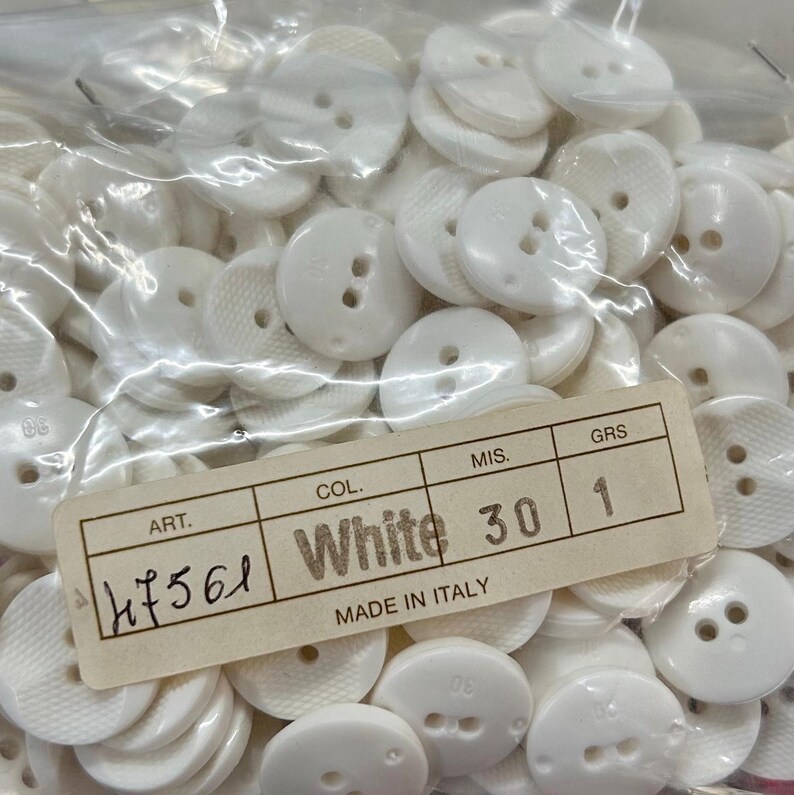 Vintage Eggshell White 2-Hole Buttons: Italian Designer Sewing Button (19mm) image 5