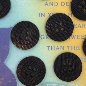 QUALITY 11/16&quot; Black Buttons ITALIAN Vintage Sewing Button for Clothing / 4 Hole Buttons / Designer Decorative Buttons 607