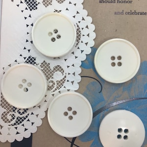 QUALITY 1-3/8&quot; Vintage White Large Buttons ITALIAN Vintage Sewing Button for Clothing / Coat & Jacket Buttons / Designer Buttons 589