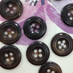 QUALITY 13/16&quot; Brown Buttons ITALIAN Vintage Sewing Button for Clothing / 4 Hole Buttons / Designer Decorative Buttons 606