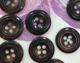 QUALITY 13/16" Brown Buttons ITALIAN Vintage Sewing Button for Clothing / 4 Hole Buttons / Designer Decorative Buttons 606