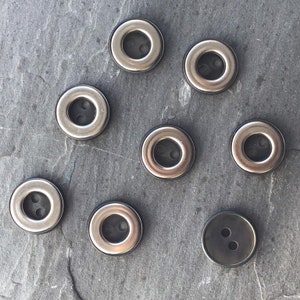 SILVER BUTTONS 5/8&quot; Vintage Metallic 2 Hole Buttons for Clothing / Blazer Buttons & Jacket Buttons / Decorative Buttons 220