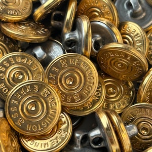 GOLD METAL Buttons 15mm (5/8&quot;) Metal Shank Buttons, Jeans Buttons, Pants Buttons, Dress Buttons, Shirt Buttons, Cuff Buttons #1186