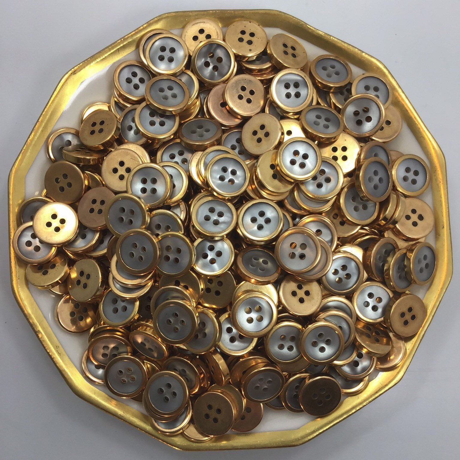 Gold Rim 4 Hole Small Buttons 1/2