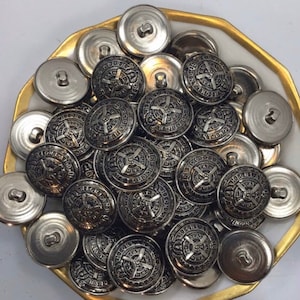 SILVER BUTTONS 3/4&quot; Vintage Metallic Shank Buttons for Clothing / Blazer Buttons & Jacket Buttons / Decorative Buttons 205