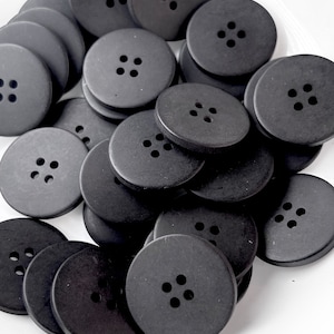 1” BLACK 4 HOLE Buttons (25mm) 40L Black Buttons / dress Buttons / Jacket Buttons/ Wholesale Buttons #1176