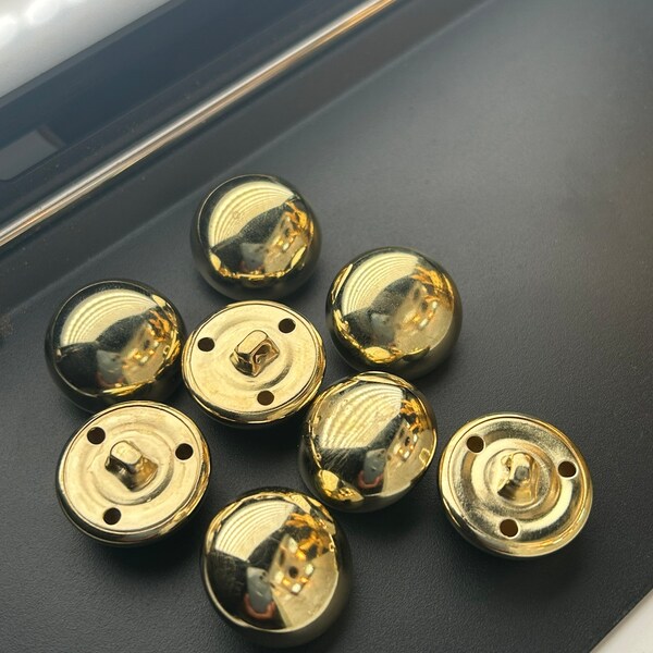 GOLD DOME METAL Buttons 22mm (7/8") Shiny Gold Metal Shank Buttons for Clothing / Blazer Coat Buttons & Jacket Buttons #1168