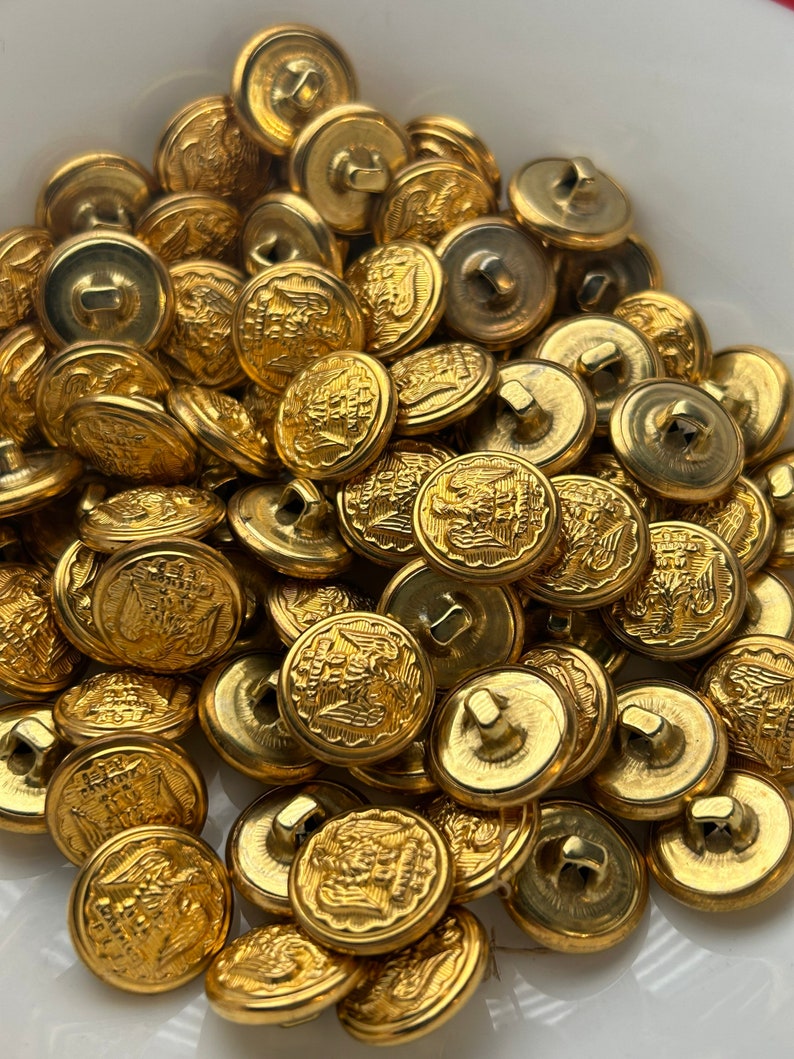 Gold Eagle Embossed Metal Buttons: Vintage Blazer Coat Uniform Buttons ...