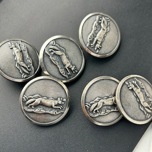 ANIMAL EMBOSSED SILVER Metal Buttons 7/8” Metal Shank Buttons #174