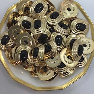 QUALITY 1&quot; x 3/4&quot; Blank Gold Metallic Shank Buttons ITALIAN Vintage Sewing Button for Clothing / Designer Metallic Buttons 597