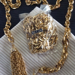 Made in Japan 40” Long Gold Chain Decorative Belt with Tassel #918