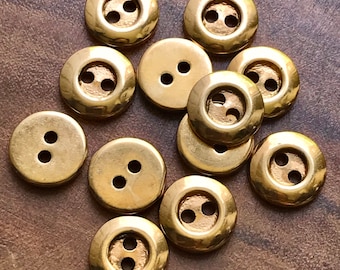 Botones de metal dorado vintage de 1/2": Materiales de costura de 2 agujeros